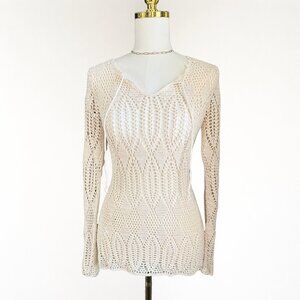 Vintage Handknit Tie-Front Silk Blend Top